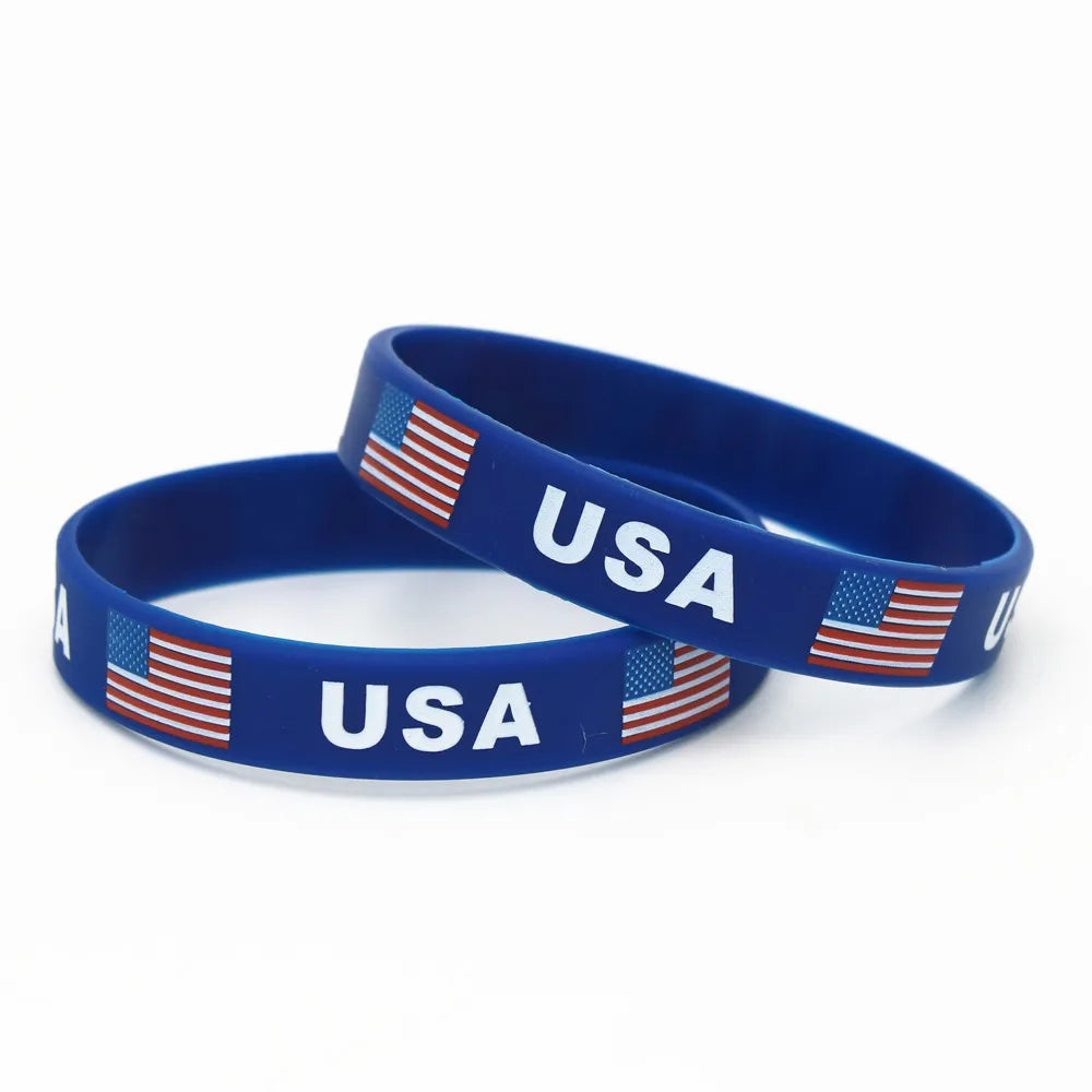 1PC Country World Flag Logo Sport Silicone Wristband National Football Fans Elastic Rubber Bracelets&Bangles Souvenir Gift SH244