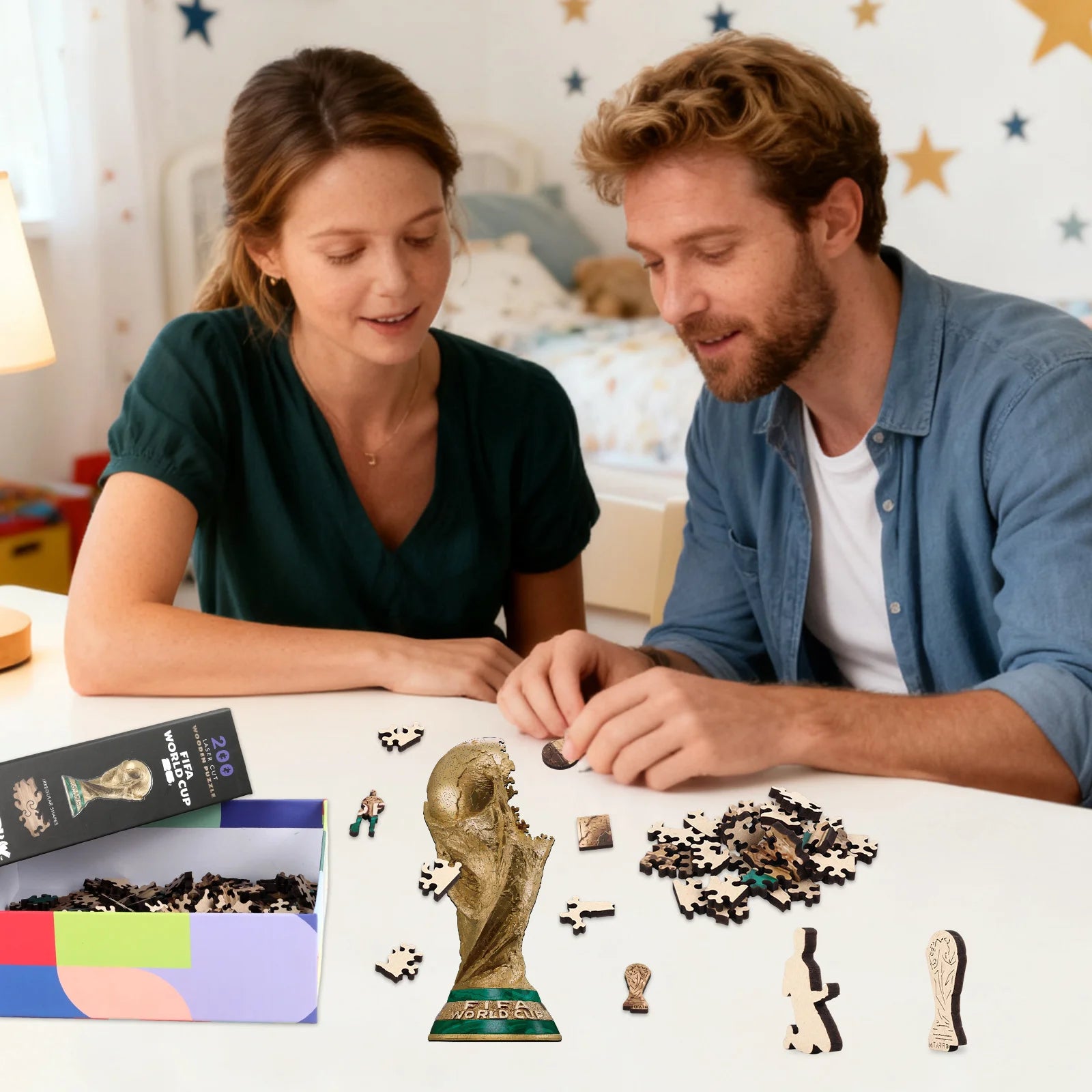 FIFA World Cup Trophy 2026 Wooden Puzzle 3D Poster USA Canada Mexico Soccer Fan Collectible Gift Toy Family Game Brain Teaser