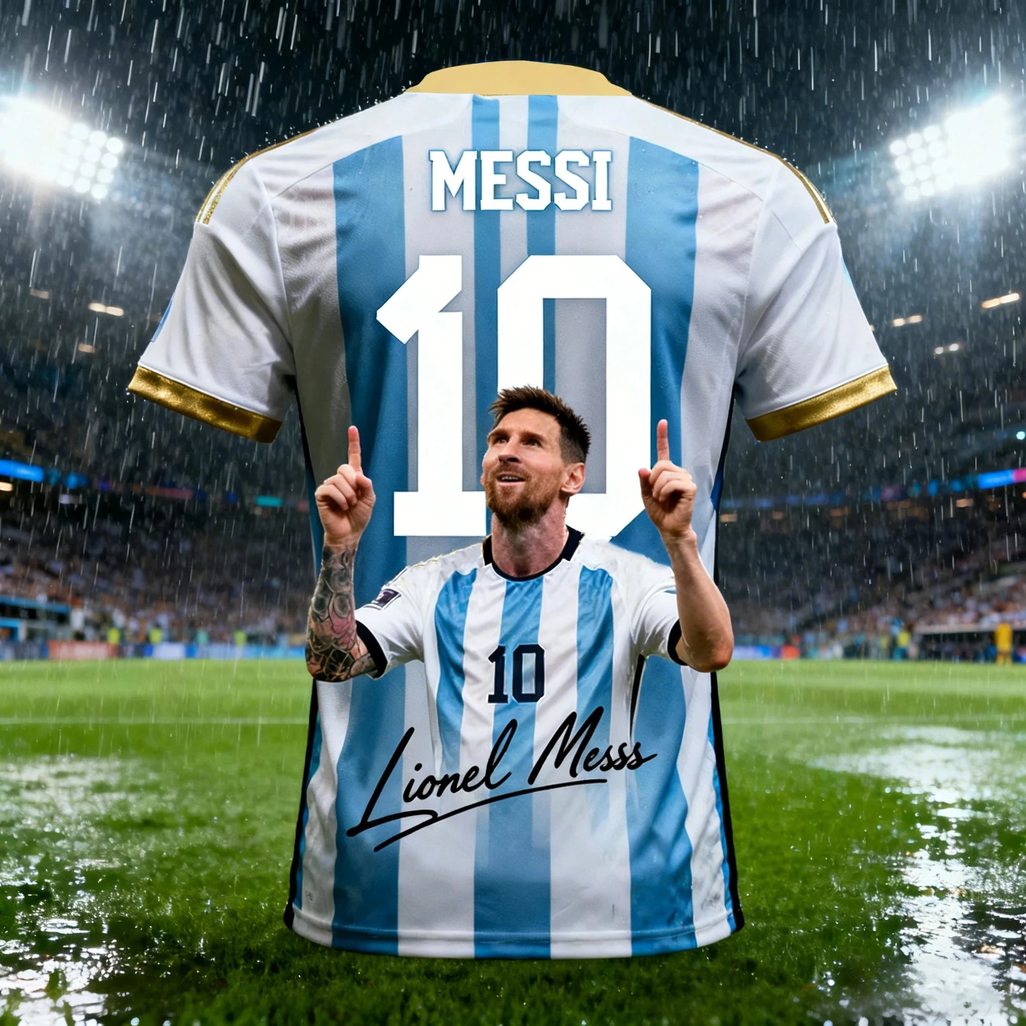 Summer Adult Messi #10 AI Design Men's Football Jersey T-Shirt Outdoor Daily Sport Shirt Quick-Dry Breathable Top