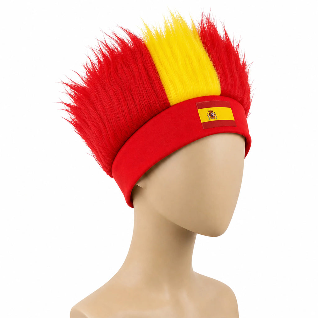 World Cup Wig with Logo, National Flag Colors,Headgear,Fan Wigs CostumeBrazil, Argentina, France, Germany, Mexico, United States