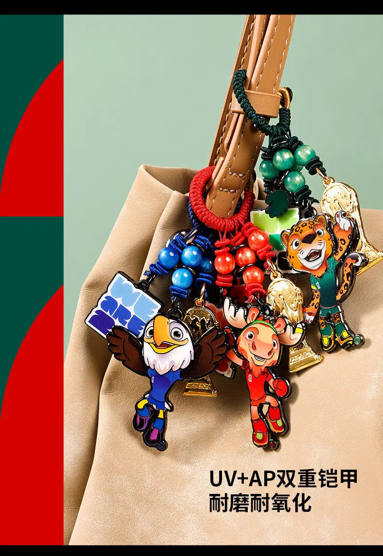 FIFA 2026 World Cup Mascot & Trophy Ornament, Metal Keychain, Charm for Bags & Clothes