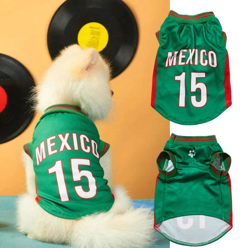 Portugal Soccer Pet Jersey 2D Print Breathable Sporty Dog Shirt for Small Medium Large Cats And Dogs Athletic National Team Gift