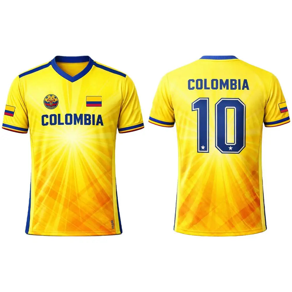 2026 New Columbia Flag Print Soccer Jersey Men's Breathable Sports V-neck T-Shirt Unisex Training Casual Streetwear Fan Gift Top