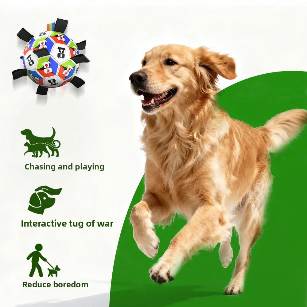 Interactive Chewable Dog Football Toy with Handles Durable Training Soccer Ball Outdoor Water Playing Entertainment Pet Toy