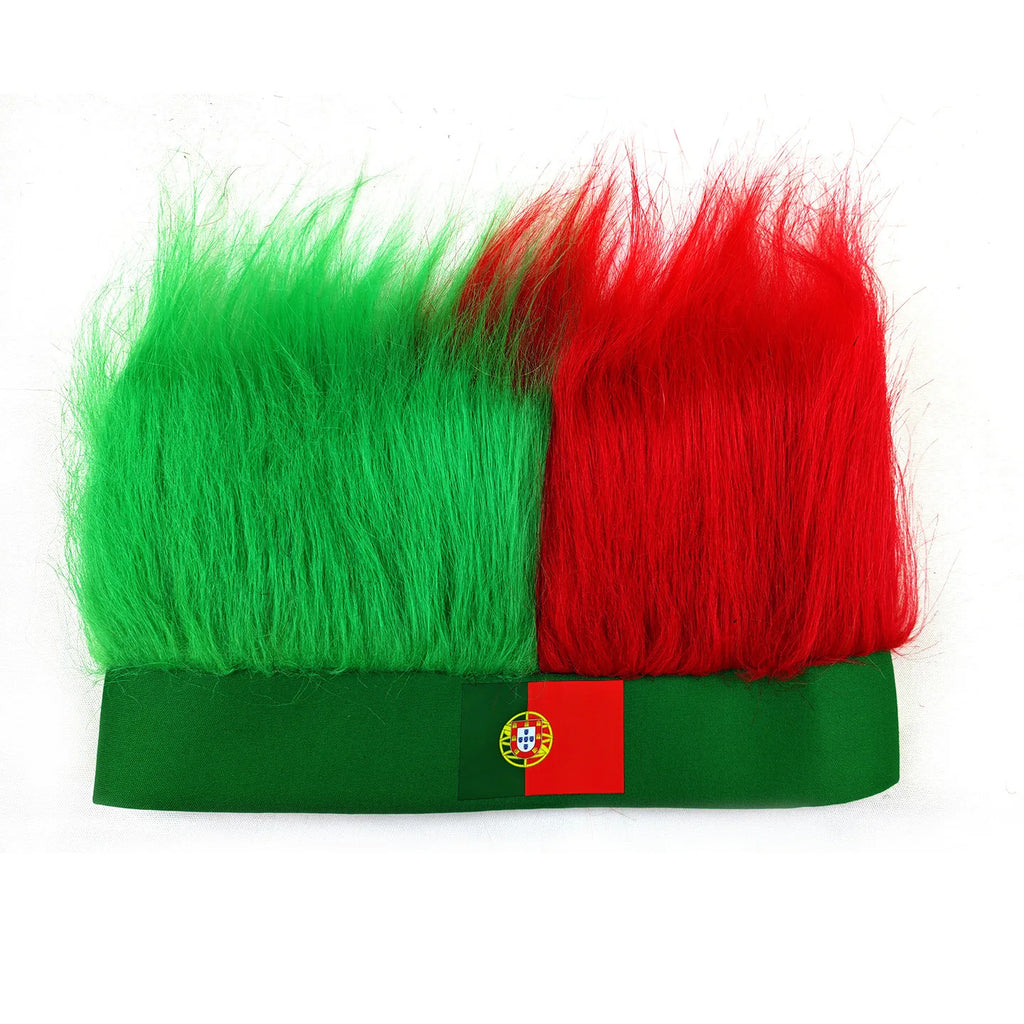 World Cup Wig with Logo, National Flag Colors,Headgear,Fan Wigs CostumeBrazil, Argentina, France, Germany, Mexico, United States