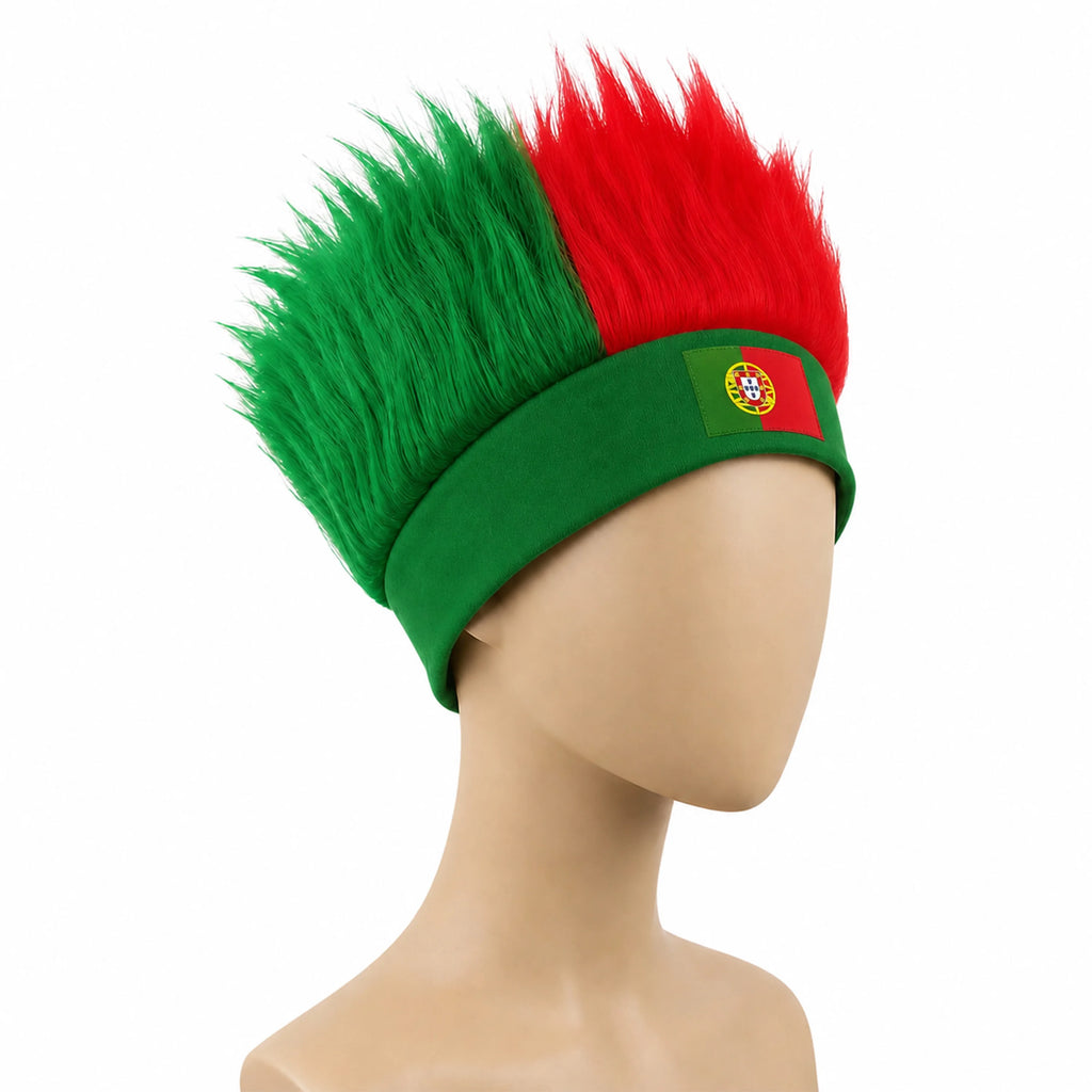World Cup Wig with Logo, National Flag Colors,Headgear,Fan Wigs CostumeBrazil, Argentina, France, Germany, Mexico, United States