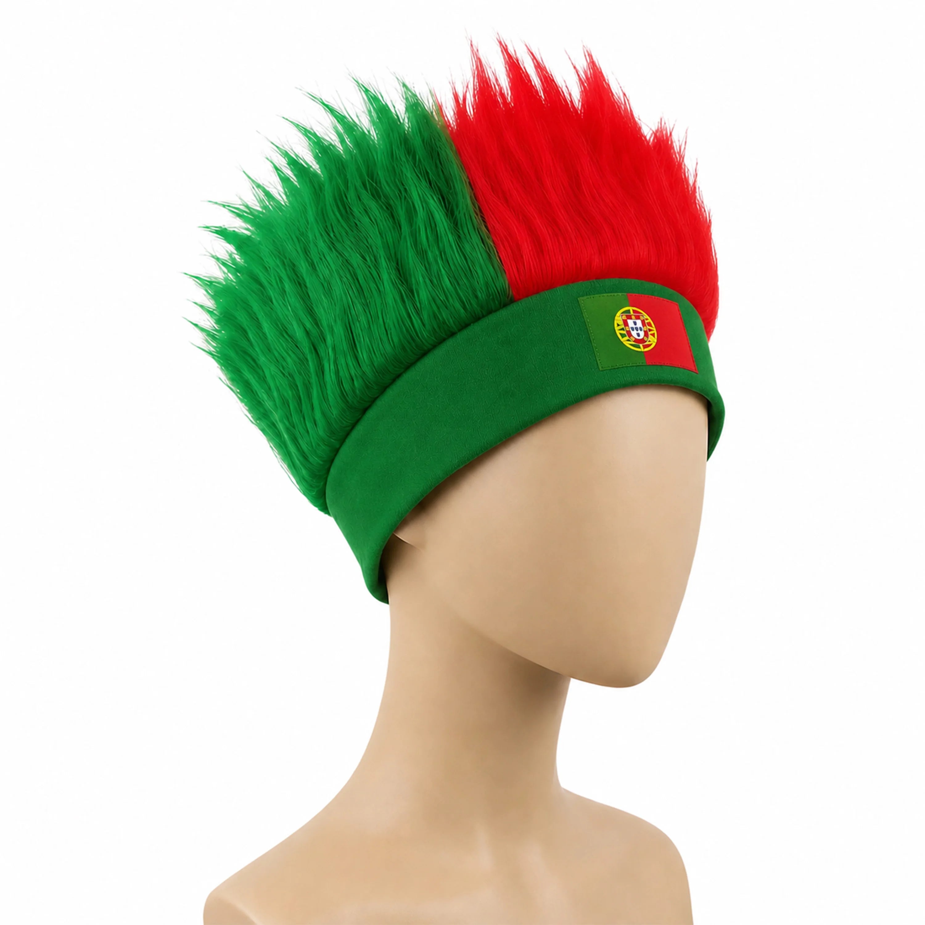 World Cup Wig with Logo, National Flag Colors,Headgear,Fan Wigs CostumeBrazil, Argentina, France, Germany, Mexico, United States