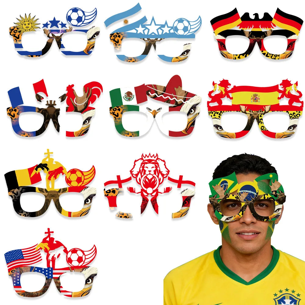2026 World Football Competition Flag Eyeglass Frames, Soccer Fans Cheering Props for Cheerleading