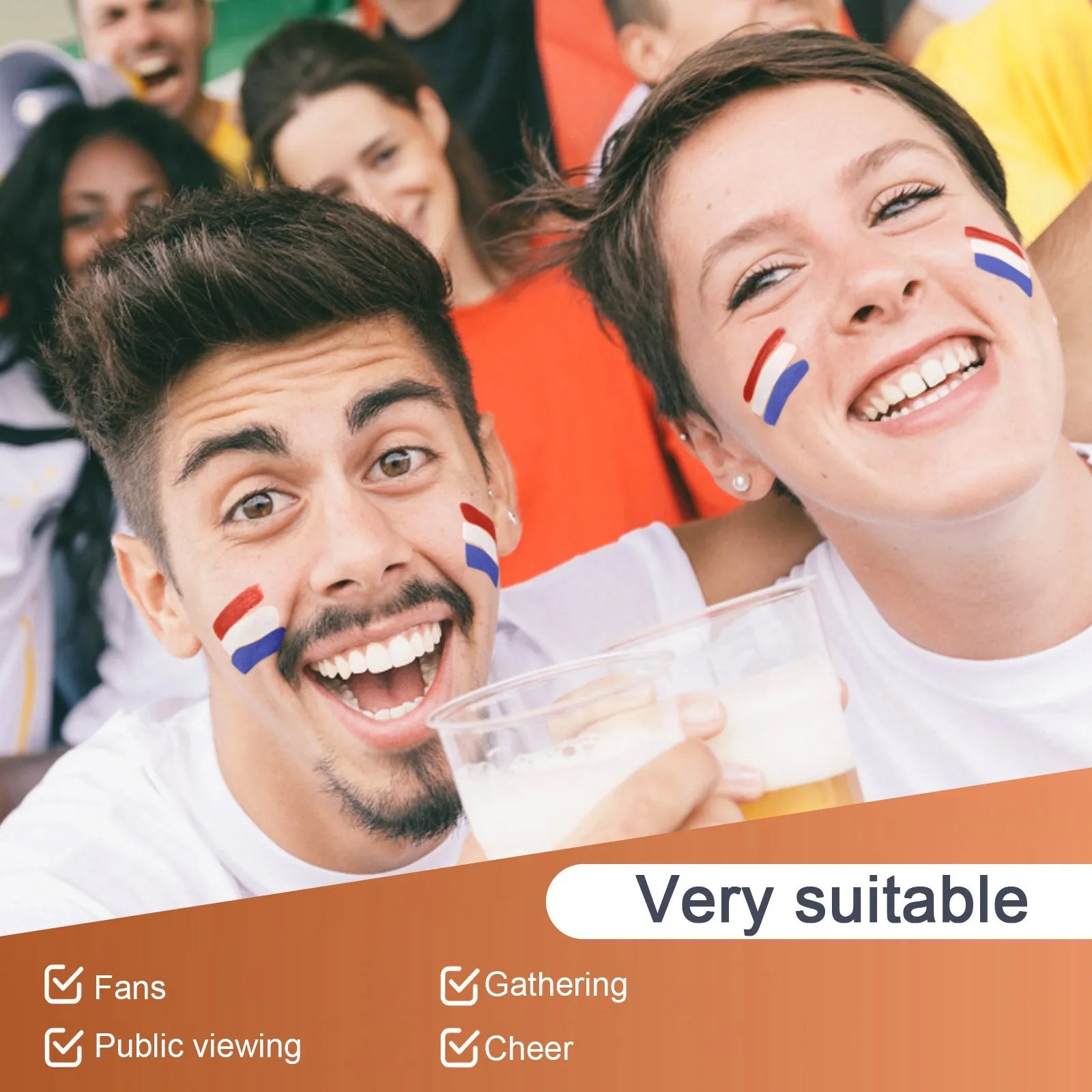 Country Flag Face Paint Stick Stripe Football Fan Brush Stick Face & Body Paint Football Game Cheering Cheerleading Decoration