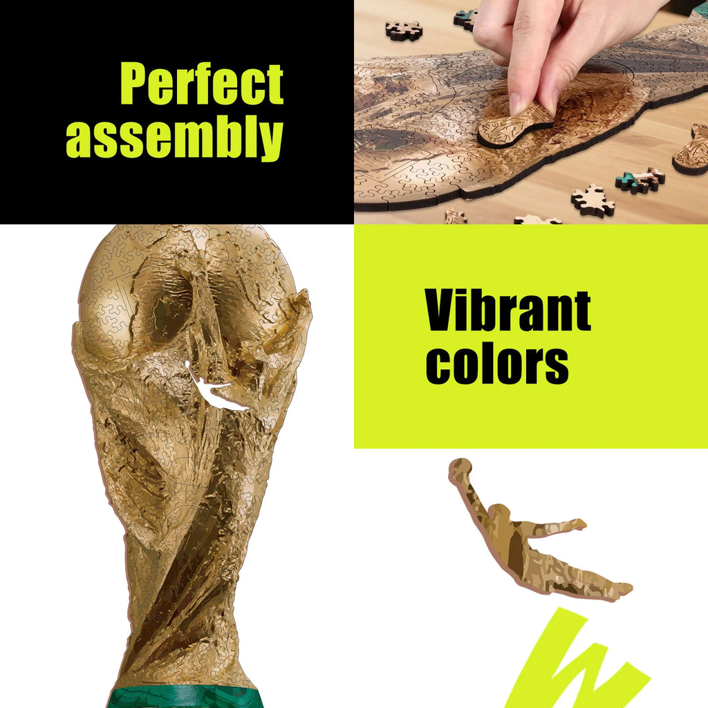 FIFA World Cup Trophy 2026 Wooden Puzzle 3D Poster USA Canada Mexico Soccer Fan Collectible Gift Toy Family Game Brain Teaser