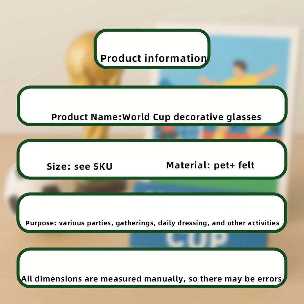 2026 World Football Competition Flag Eyeglass Frames, Soccer Fans Cheering Props for Cheerleading