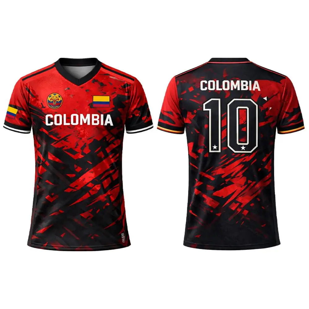2026 New Columbia Flag Print Soccer Jersey Men's Breathable Sports V-neck T-Shirt Unisex Training Casual Streetwear Fan Gift Top