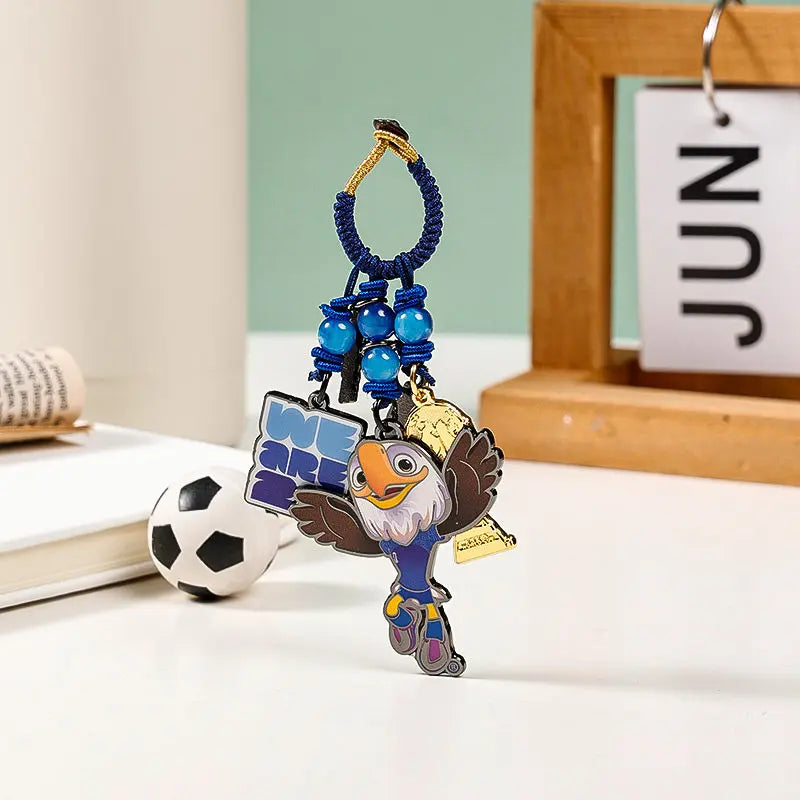 FIFA 2026 World Cup Mascot & Trophy Ornament, Metal Keychain, Charm for Bags & Clothes