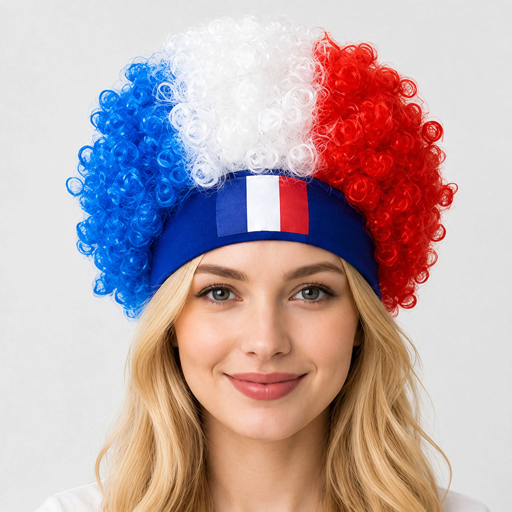 National Flag Curly Headband Wig – 2026 World Cup Fan Cosplay Hair