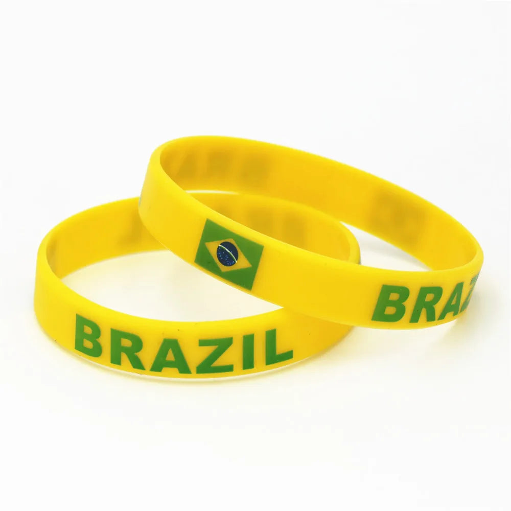 1PC Country World Flag Logo Sport Silicone Wristband National Football Fans Elastic Rubber Bracelets&Bangles Souvenir Gift SH244