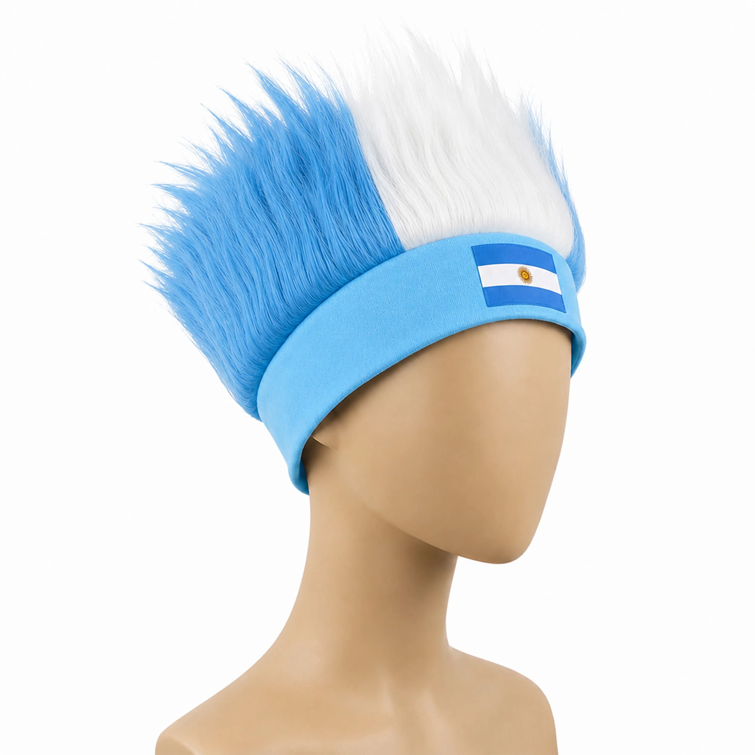 World Cup Wig with Logo, National Flag Colors,Headgear,Fan Wigs CostumeBrazil, Argentina, France, Germany, Mexico, United States