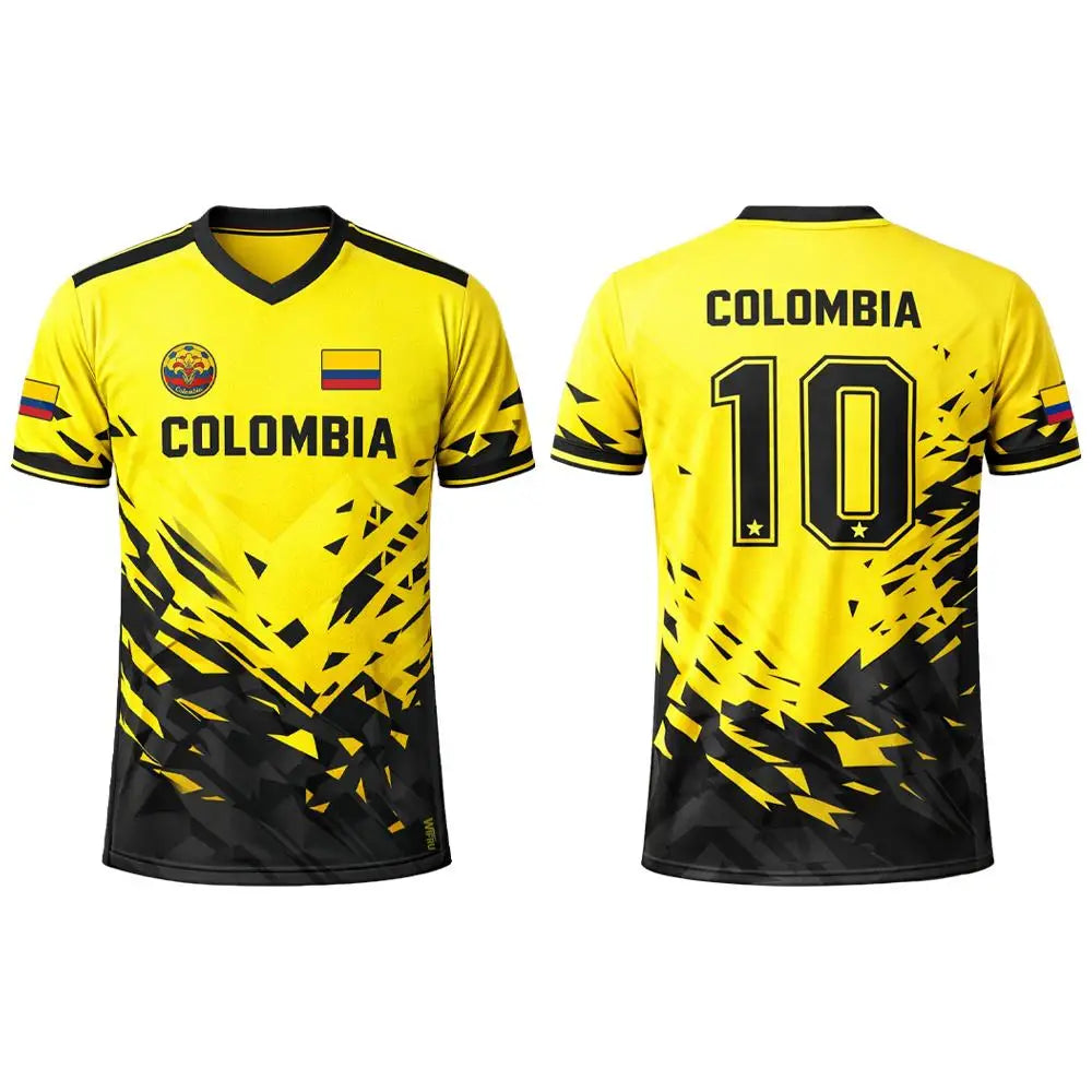 2026 New Columbia Flag Print Soccer Jersey Men's Breathable Sports V-neck T-Shirt Unisex Training Casual Streetwear Fan Gift Top