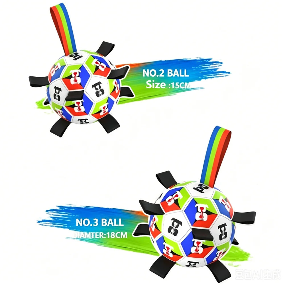 Interactive Chewable Dog Football Toy with Handles Durable Training Soccer Ball Outdoor Water Playing Entertainment Pet Toy