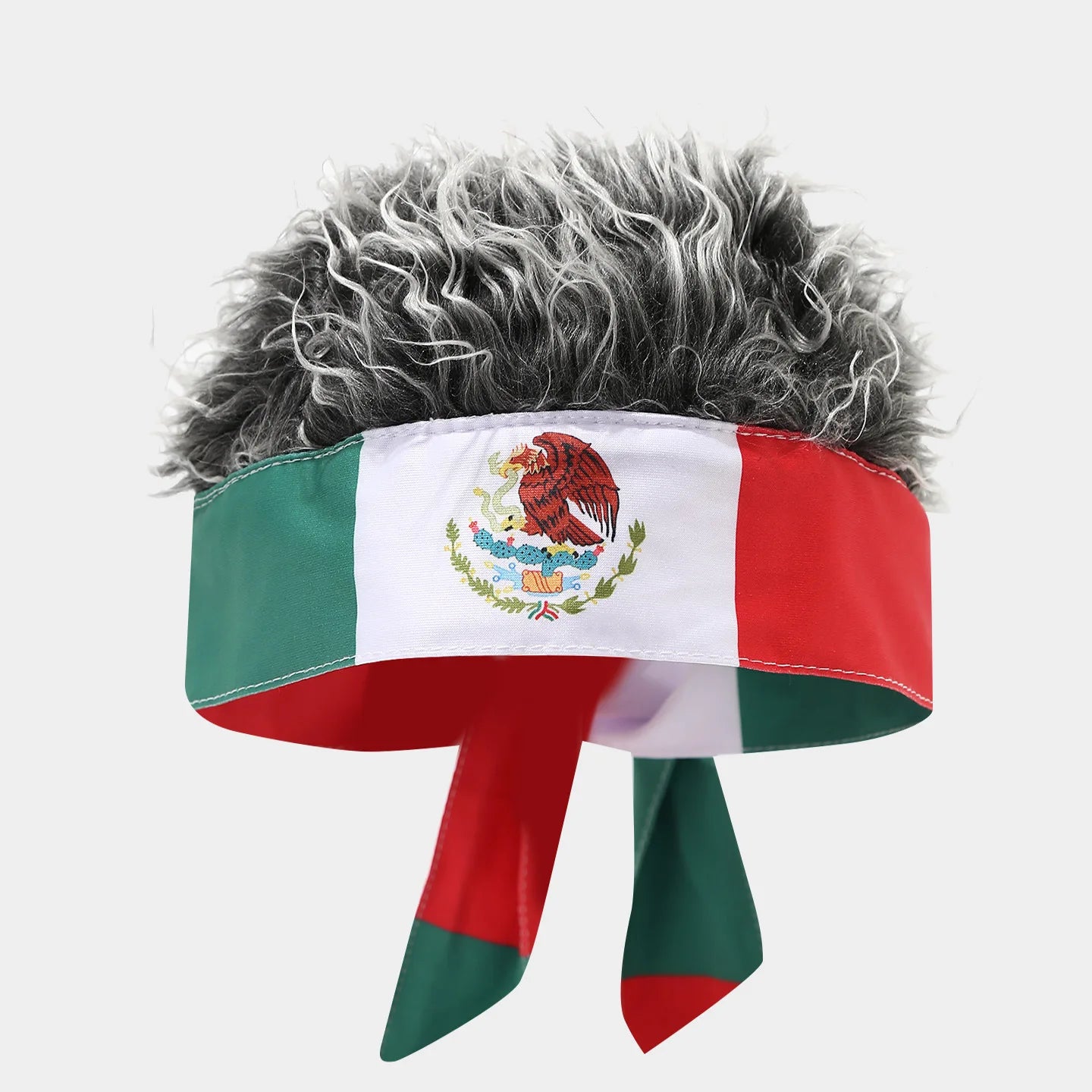 National Flag Headband with Wig Sports Fan Cheering Headwear Wig Hat Country Flag Print Wig Headband Headwrap