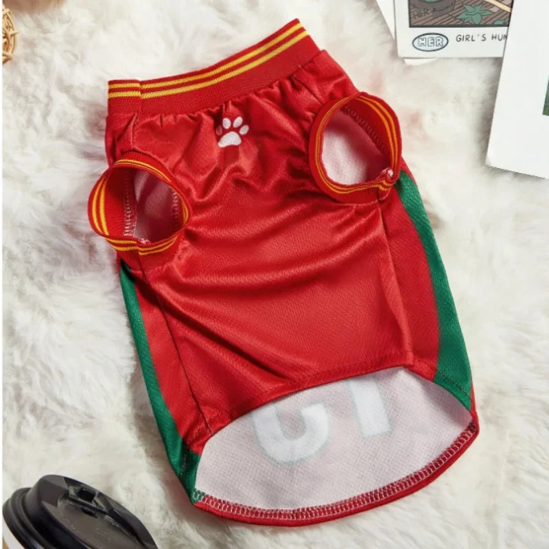 Portugal Soccer Pet Jersey 2D Print Breathable Sporty Dog Shirt for Small Medium Large Cats And Dogs Athletic National Team Gift