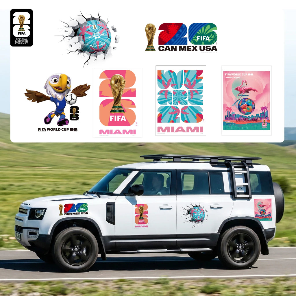 FIFA World Cup 2026 Car Decal Official World Cup Car Sticker with Trophy, Host City & Mascot Design - Waterproof Sticker for Car