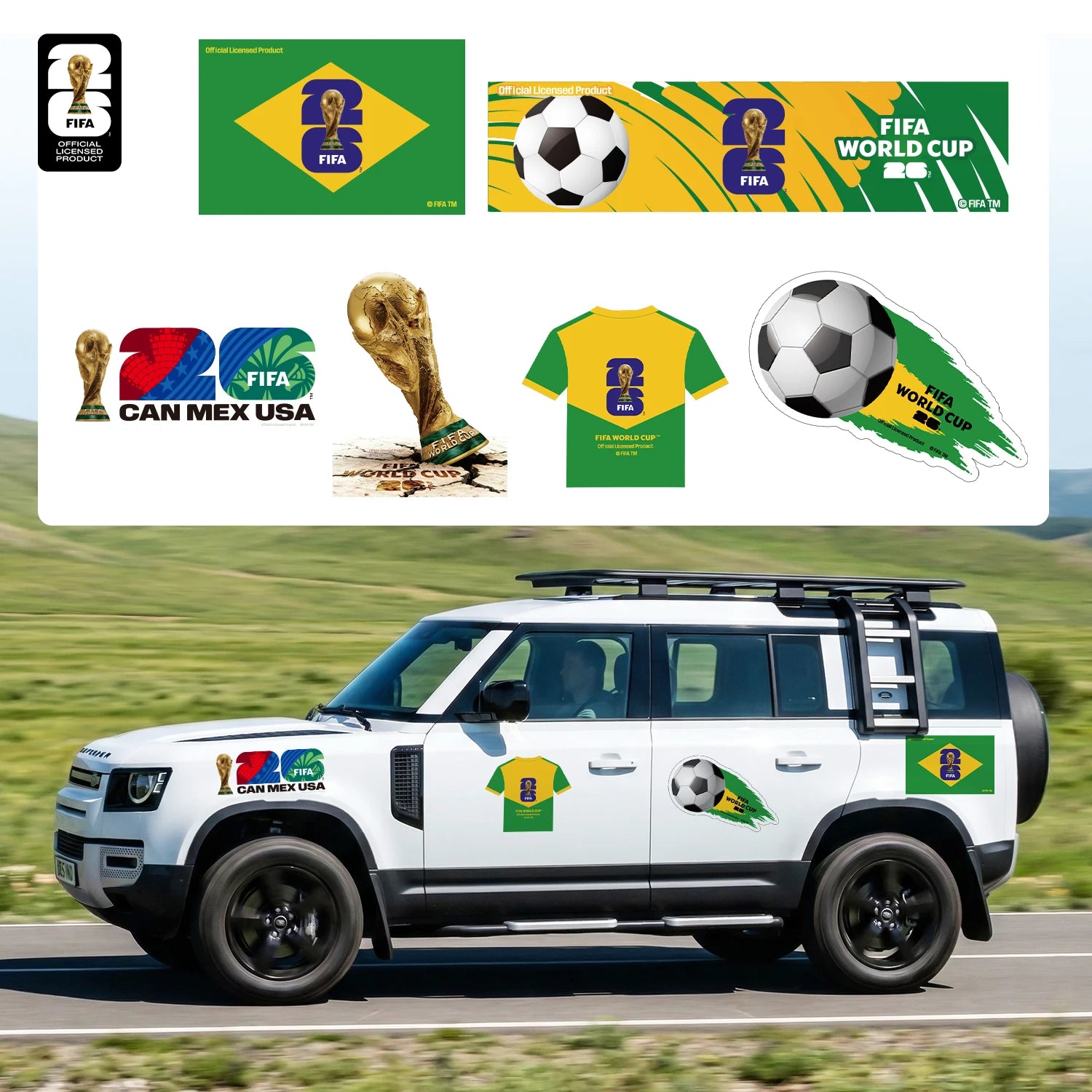FIFA World Cup 2026 Car Decal Official World Cup Car Sticker with Trophy, Host City & Mascot Design - Waterproof Sticker for Car