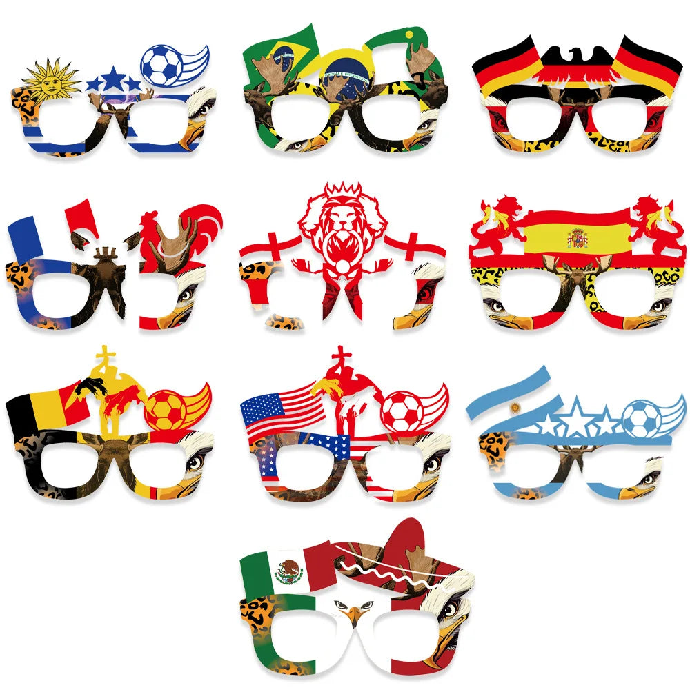 2026 World Football Competition Flag Eyeglass Frames, Soccer Fans Cheering Props for Cheerleading