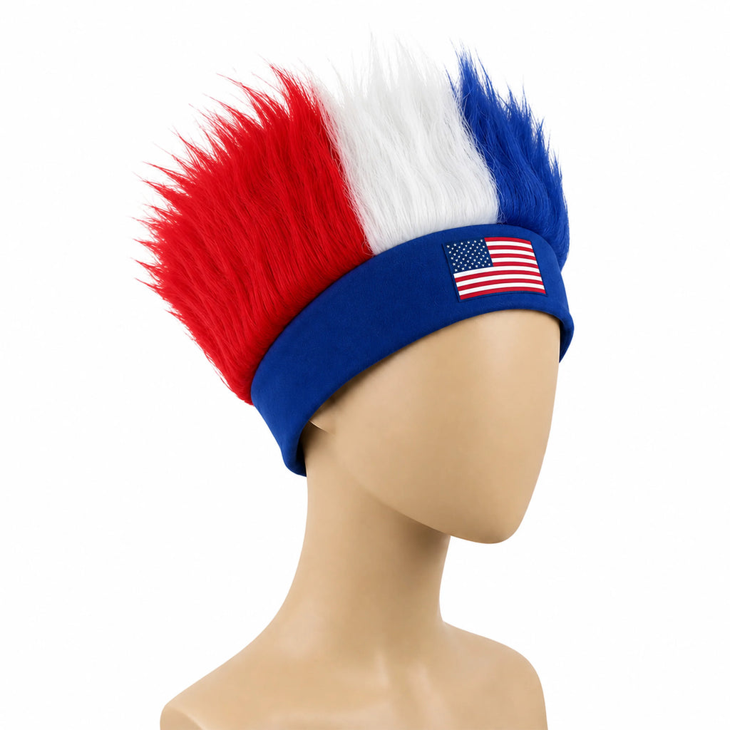 World Cup Wig with Logo, National Flag Colors,Headgear,Fan Wigs CostumeBrazil, Argentina, France, Germany, Mexico, United States