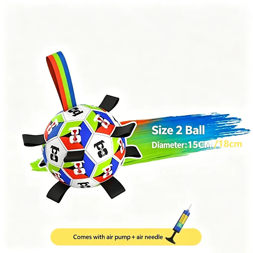 Interactive Chewable Dog Football Toy with Handles Durable Training Soccer Ball Outdoor Water Playing Entertainment Pet Toy
