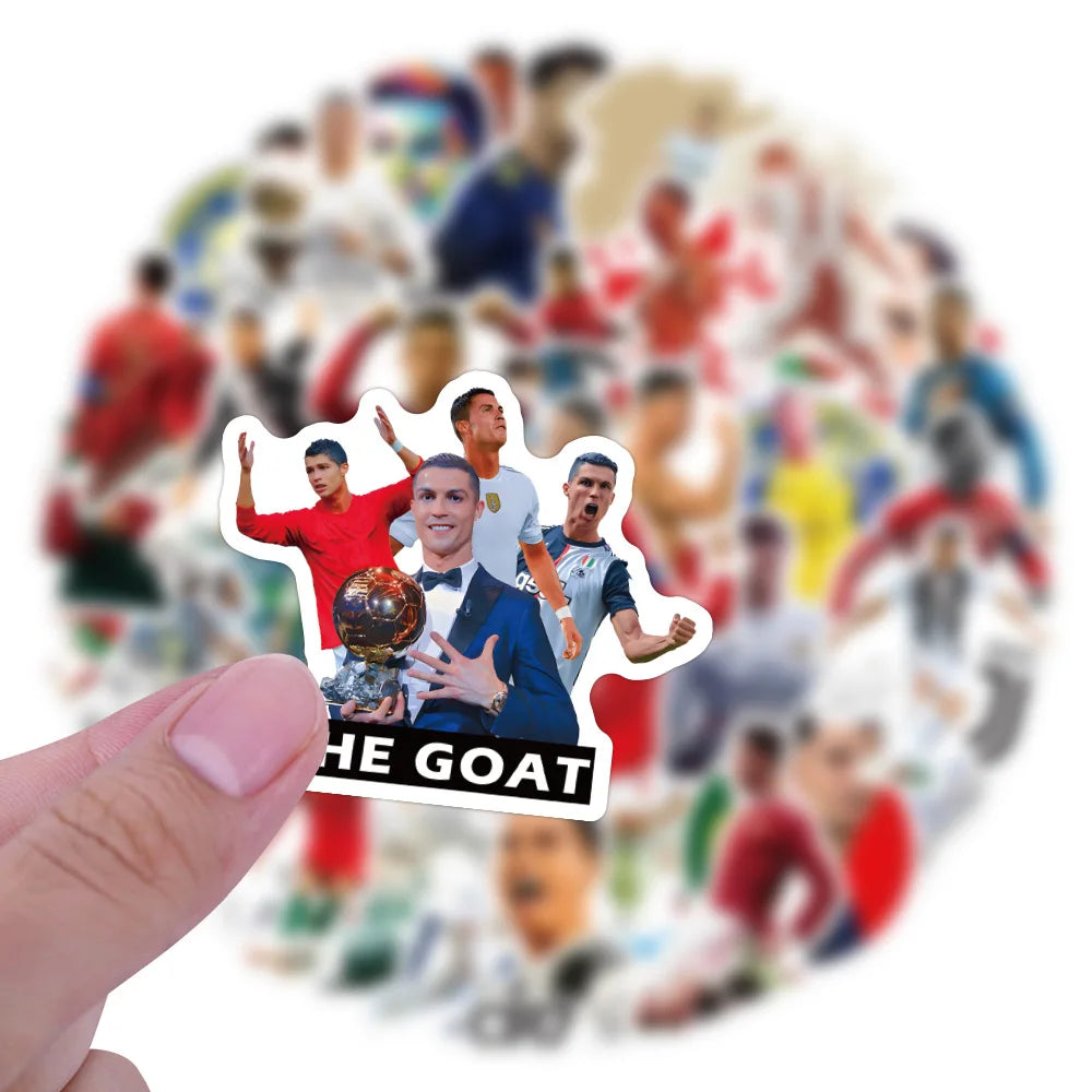 50PCS Football Star Cristiano Ronaldo Stickers Graffiti Stickers DIY Diary Phone Case Handmade Scrapbook Aesthetic Stickers