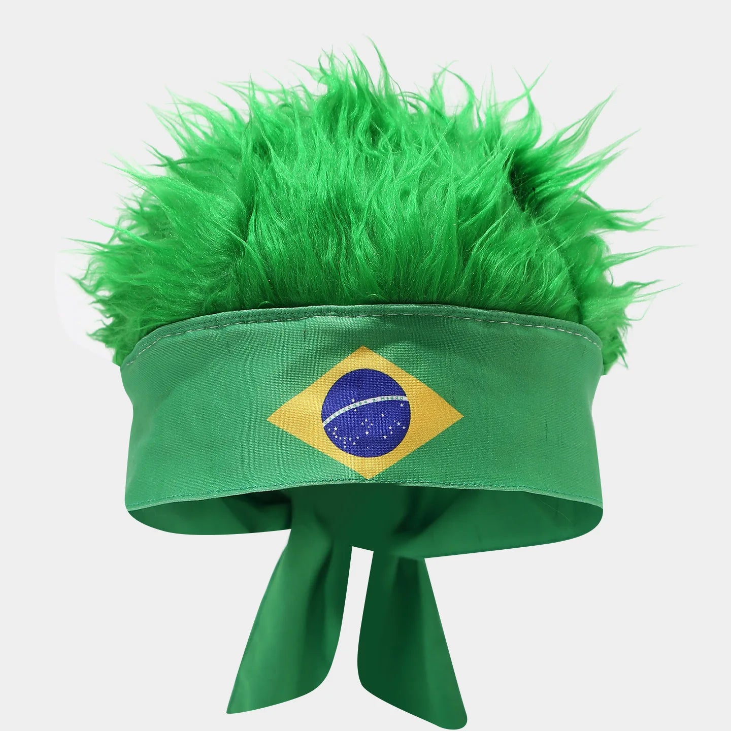 National Flag Headband with Wig Sports Fan Cheering Headwear Wig Hat Country Flag Print Wig Headband Headwrap