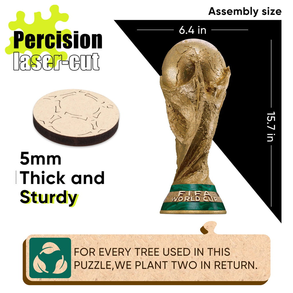 FIFA World Cup Trophy 2026 Wooden Puzzle 3D Poster USA Canada Mexico Soccer Fan Collectible Gift Toy Family Game Brain Teaser