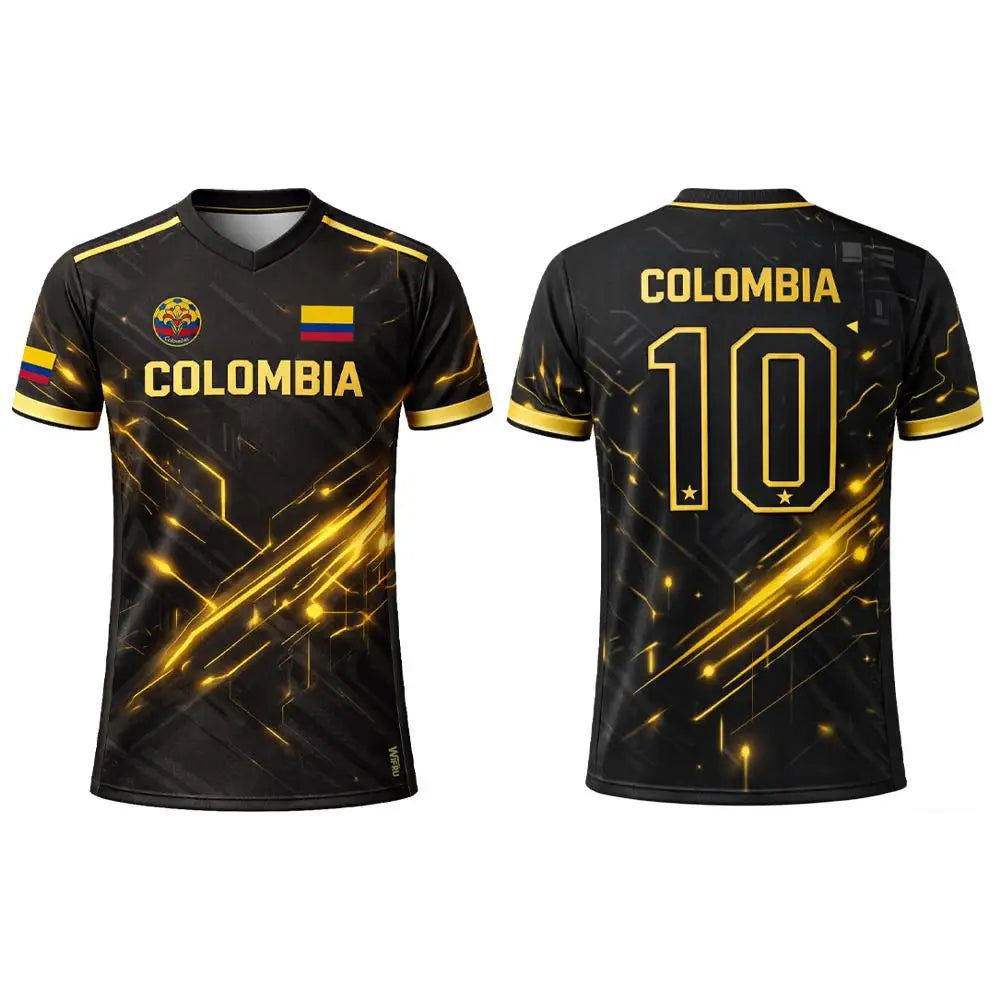 2026 New Columbia Flag Print Soccer Jersey Men's Breathable Sports V-neck T-Shirt Unisex Training Casual Streetwear Fan Gift Top