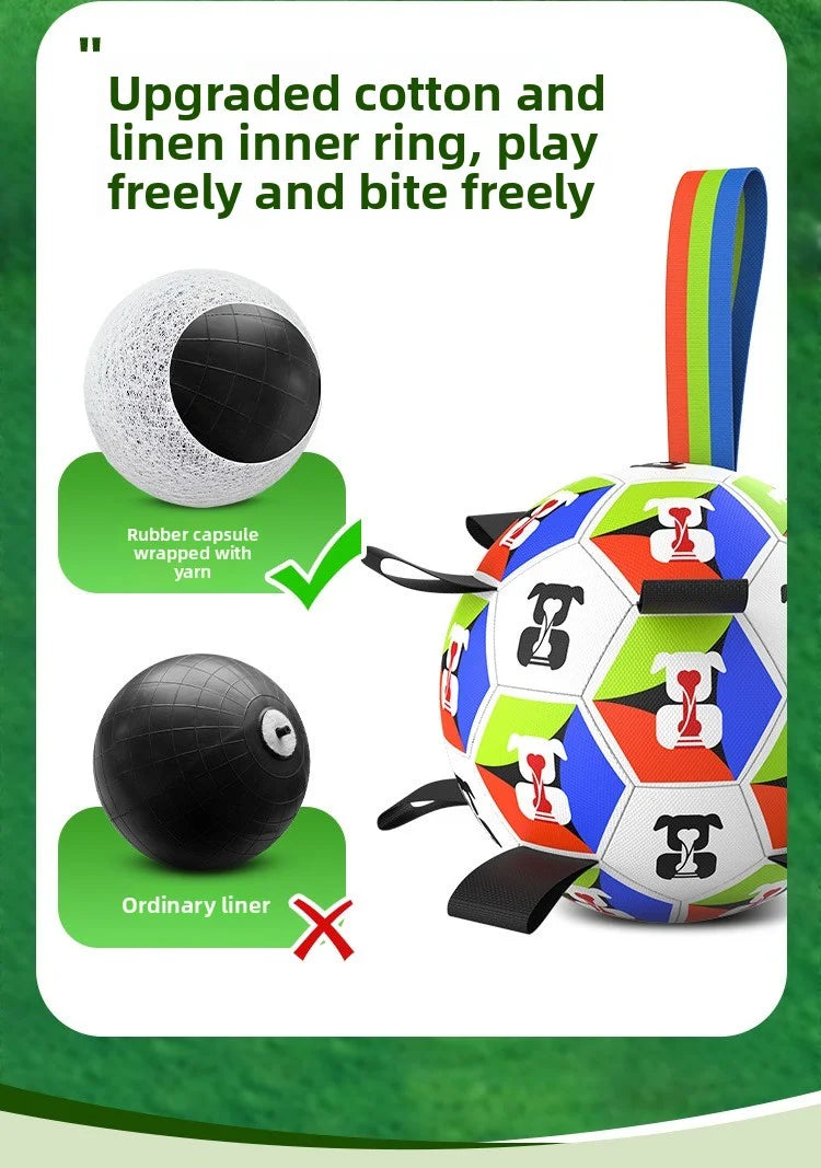 Interactive Chewable Dog Football Toy with Handles Durable Training Soccer Ball Outdoor Water Playing Entertainment Pet Toy