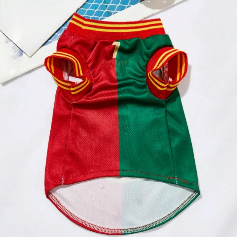 Portugal Soccer Pet Jersey 2D Print Breathable Sporty Dog Shirt for Small Medium Large Cats And Dogs Athletic National Team Gift