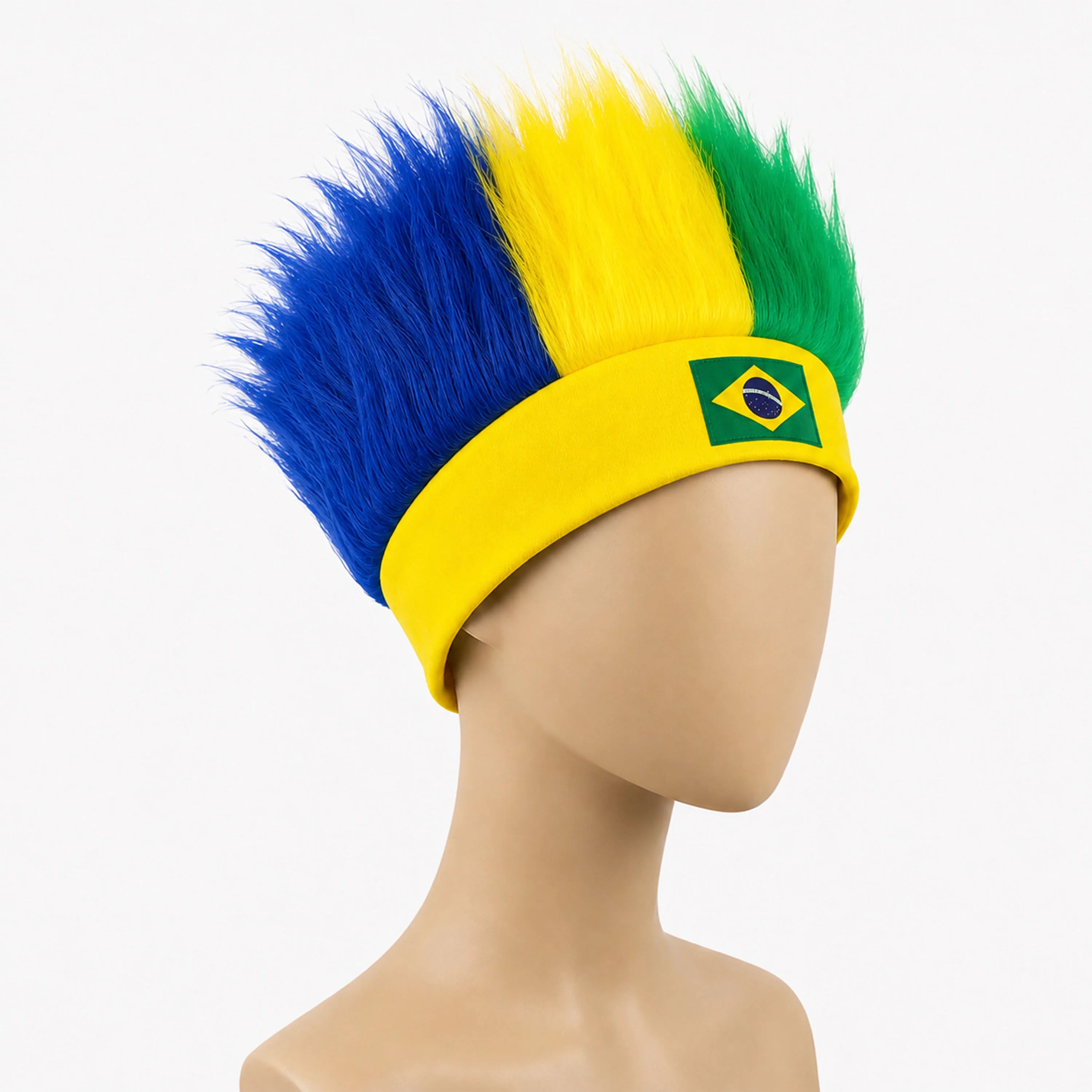 World Cup Wig with Logo, National Flag Colors,Headgear,Fan Wigs CostumeBrazil, Argentina, France, Germany, Mexico, United States