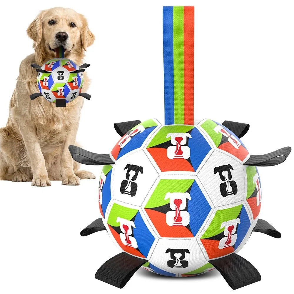 Interactive Chewable Dog Football Toy with Handles Durable Training Soccer Ball Outdoor Water Playing Entertainment Pet Toy