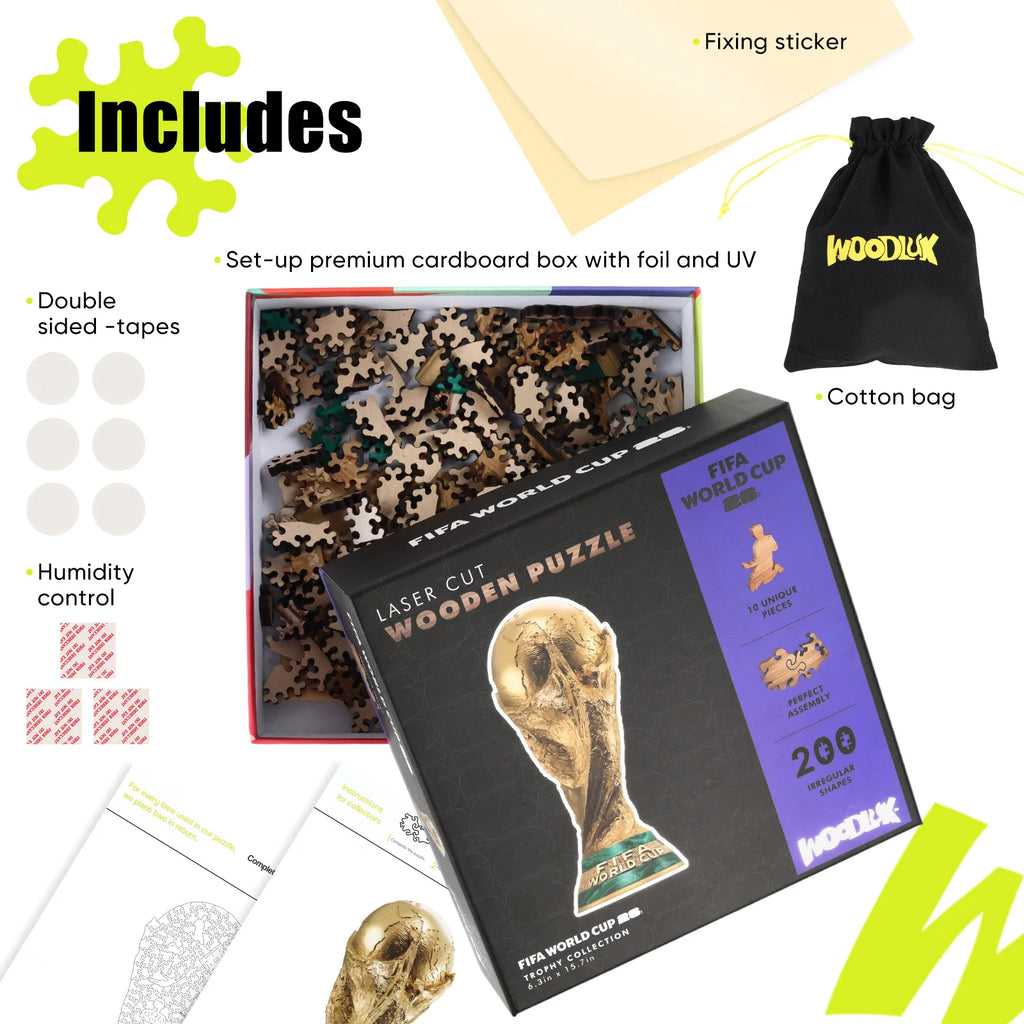 FIFA World Cup Trophy 2026 Wooden Puzzle 3D Poster USA Canada Mexico Soccer Fan Collectible Gift Toy Family Game Brain Teaser