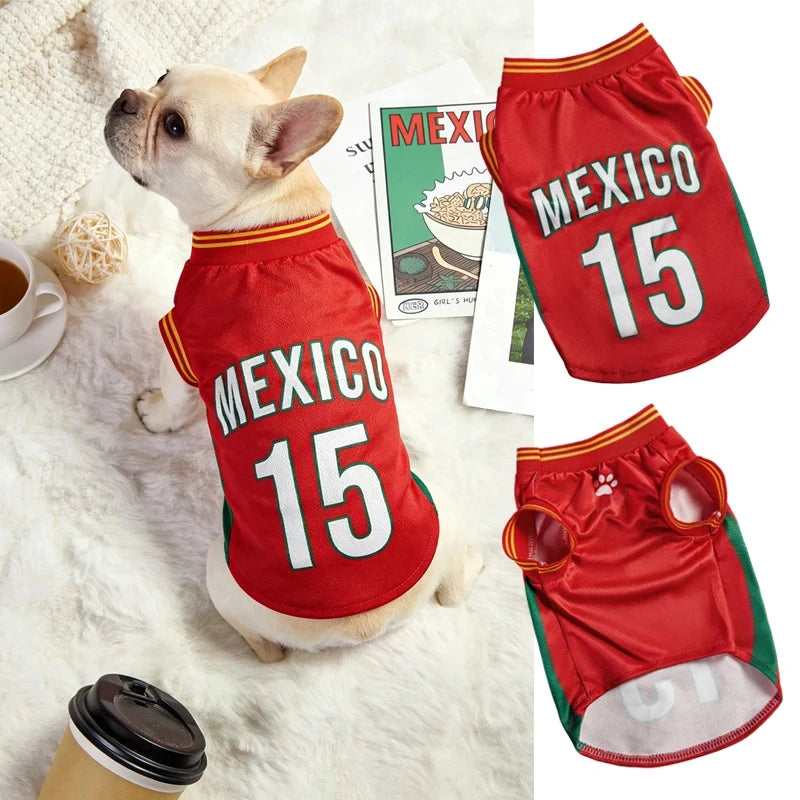 Portugal Soccer Pet Jersey 2D Print Breathable Sporty Dog Shirt for Small Medium Large Cats And Dogs Athletic National Team Gift