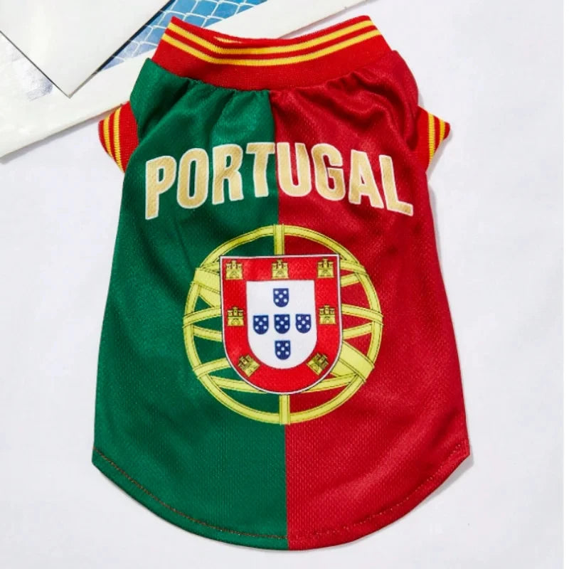 Portugal Soccer Pet Jersey 2D Print Breathable Sporty Dog Shirt for Small Medium Large Cats And Dogs Athletic National Team Gift
