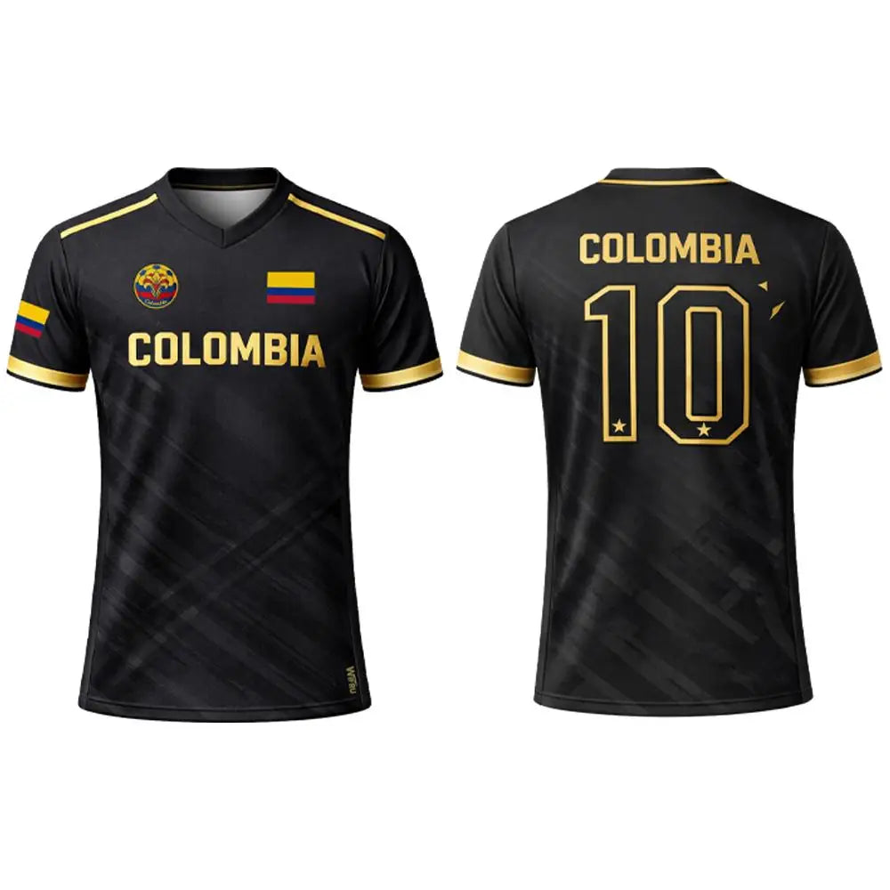 2026 New Columbia Flag Print Soccer Jersey Men's Breathable Sports V-neck T-Shirt Unisex Training Casual Streetwear Fan Gift Top
