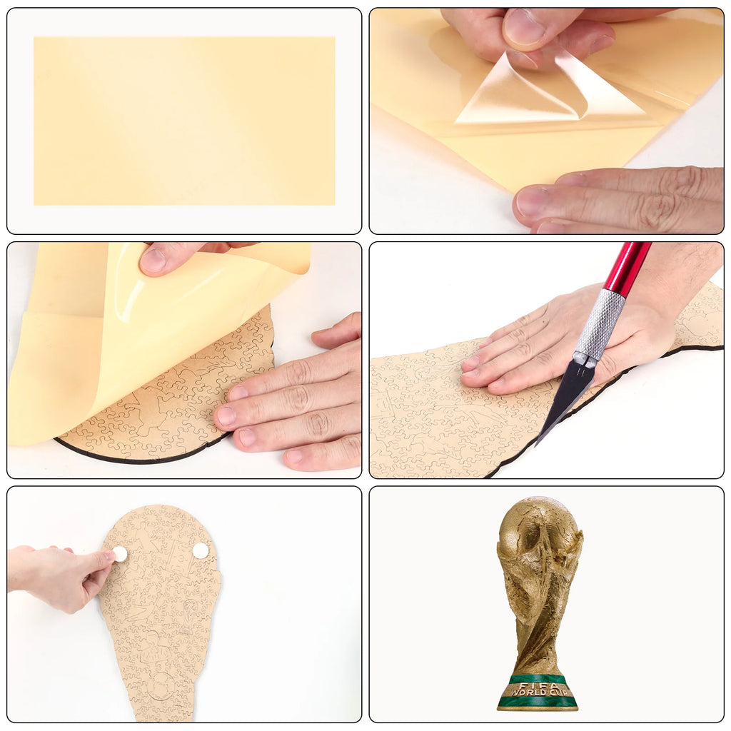 FIFA World Cup Trophy 2026 Wooden Puzzle 3D Poster USA Canada Mexico Soccer Fan Collectible Gift Toy Family Game Brain Teaser