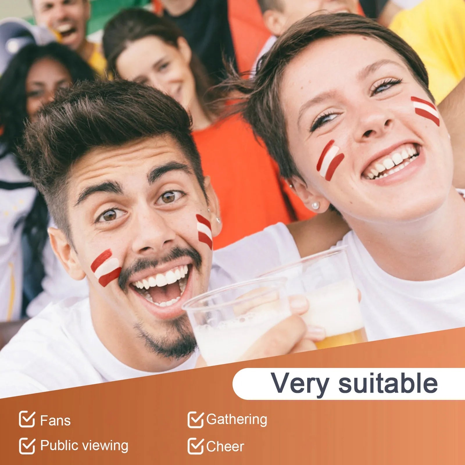 Country Flag Face Paint Stick Stripe Football Fan Brush Stick Face & Body Paint Football Game Cheering Cheerleading Decoration