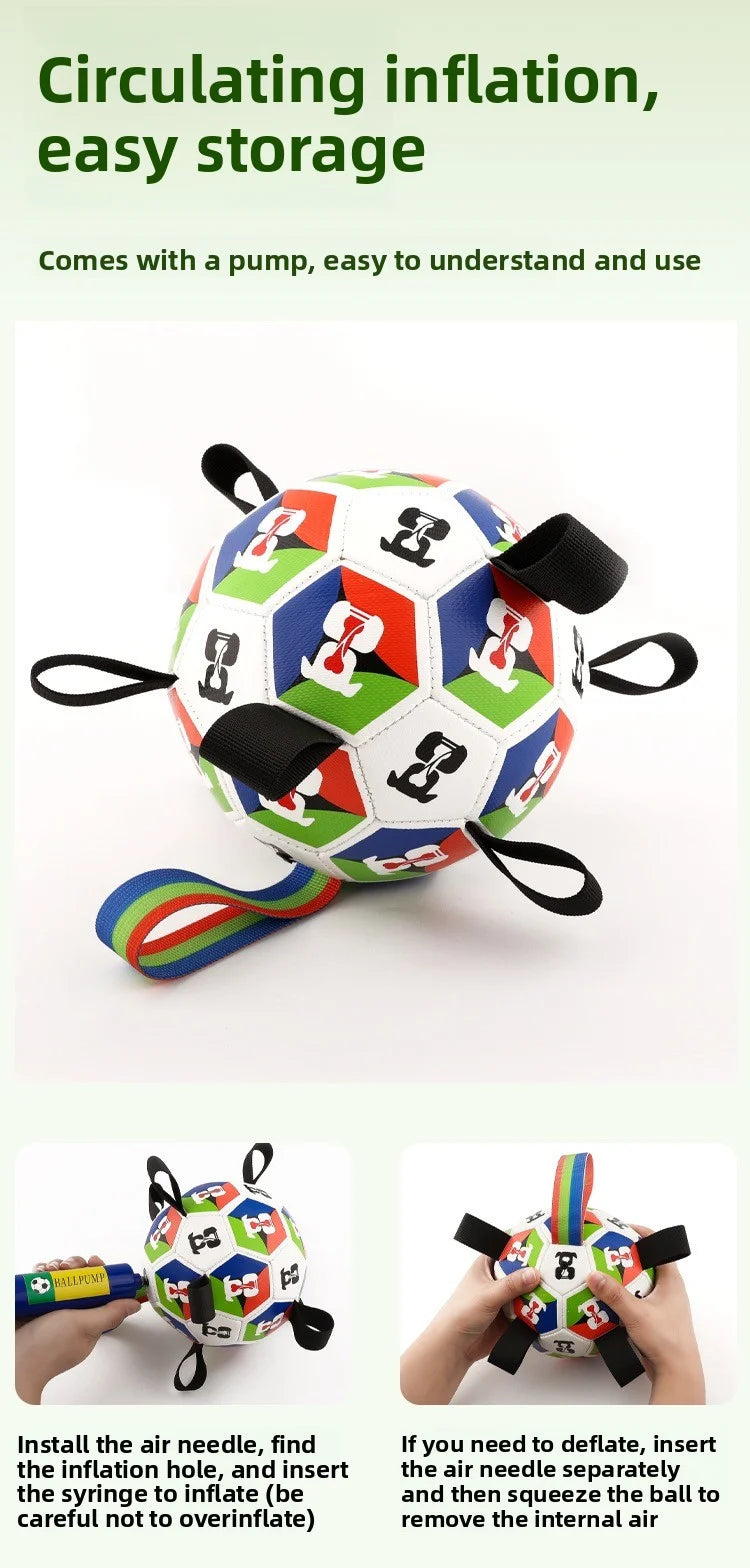 Interactive Chewable Dog Football Toy with Handles Durable Training Soccer Ball Outdoor Water Playing Entertainment Pet Toy