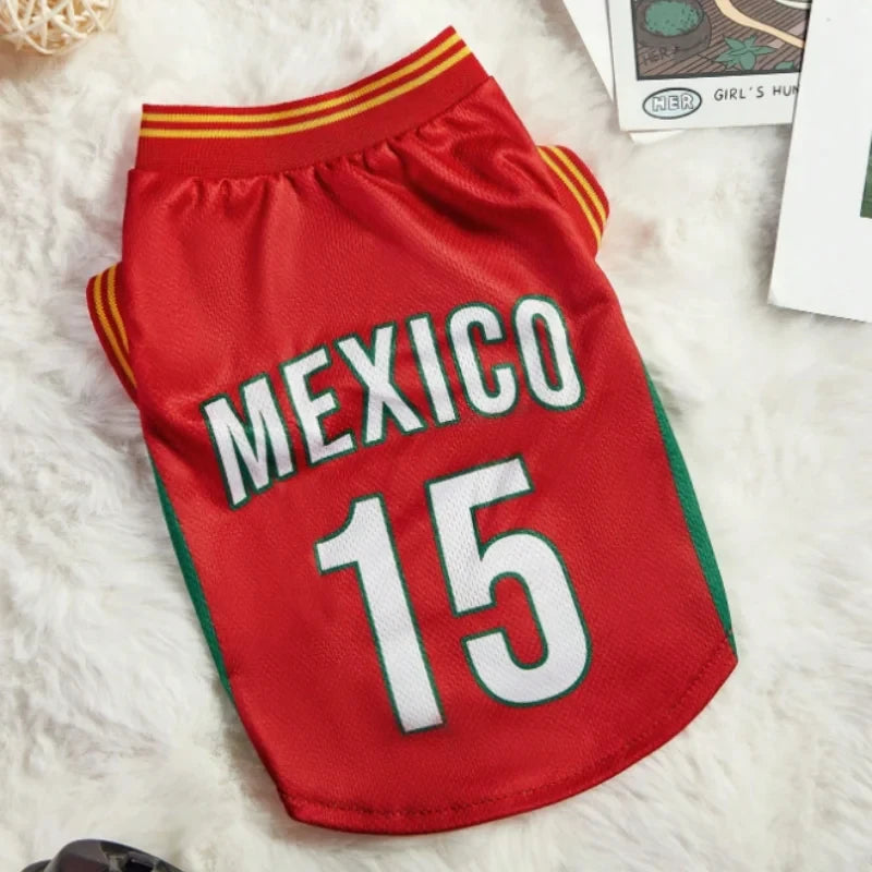 Portugal Soccer Pet Jersey 2D Print Breathable Sporty Dog Shirt for Small Medium Large Cats And Dogs Athletic National Team Gift