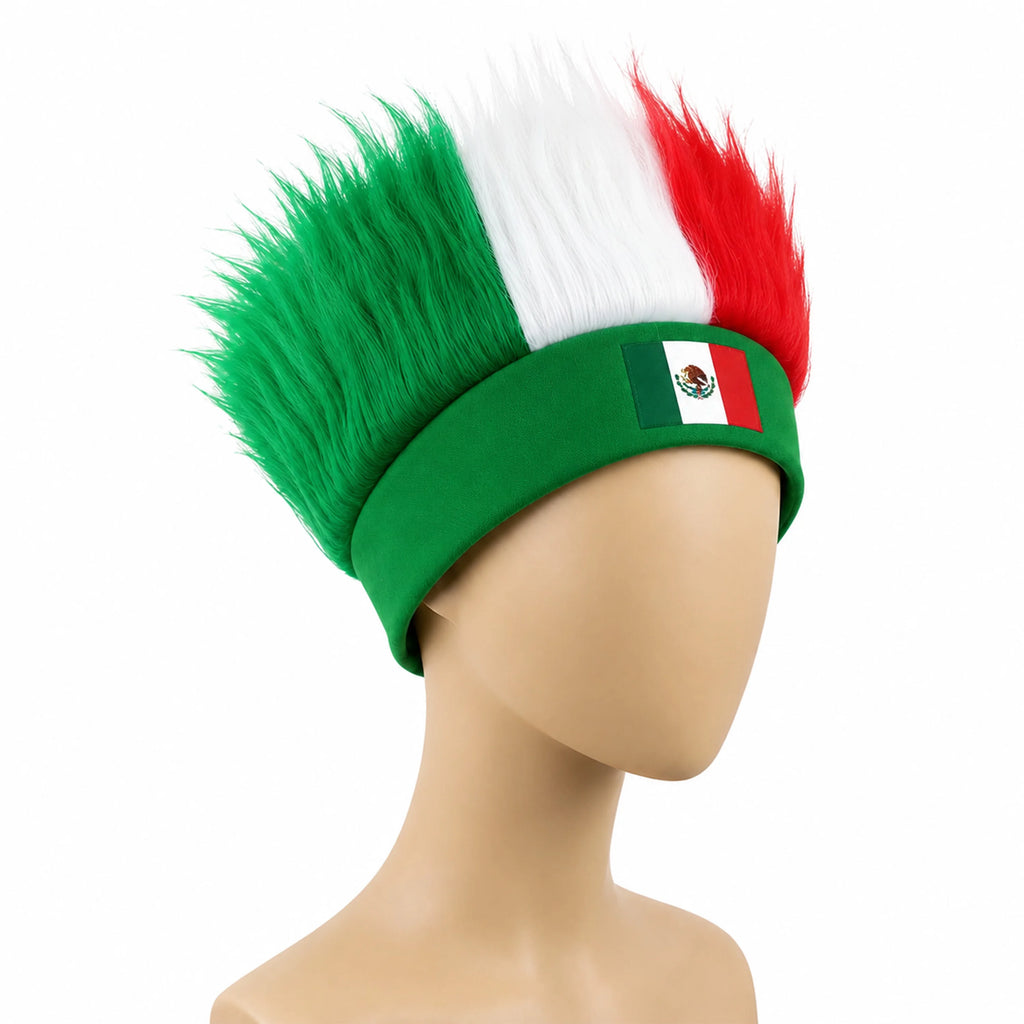 World Cup Wig with Logo, National Flag Colors,Headgear,Fan Wigs CostumeBrazil, Argentina, France, Germany, Mexico, United States
