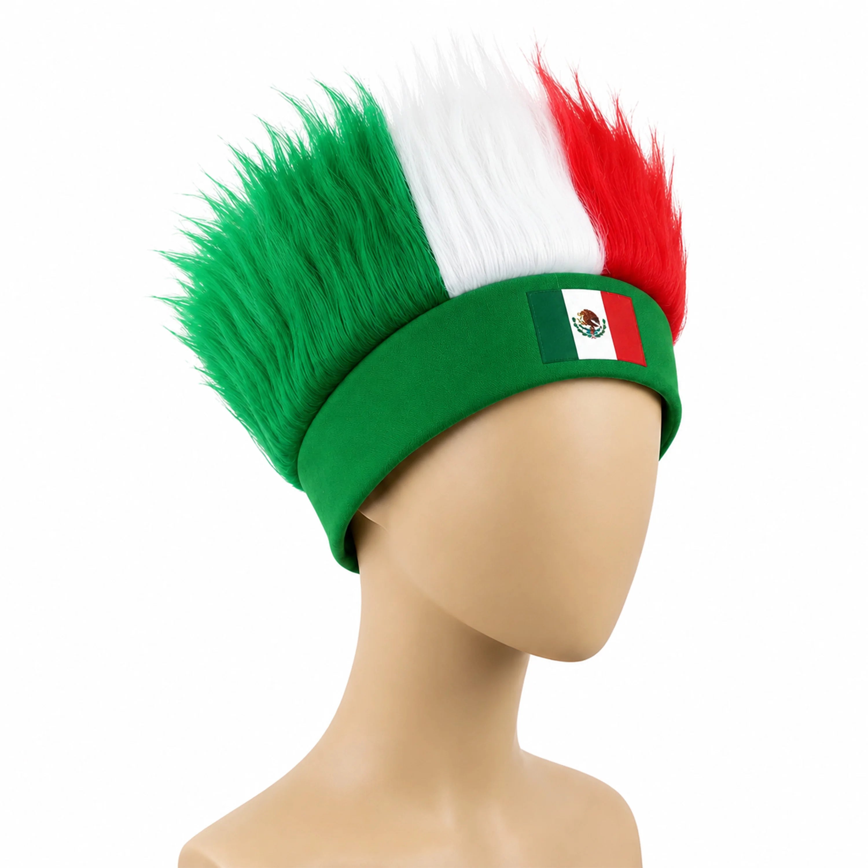 World Cup Wig with Logo, National Flag Colors,Headgear,Fan Wigs CostumeBrazil, Argentina, France, Germany, Mexico, United States