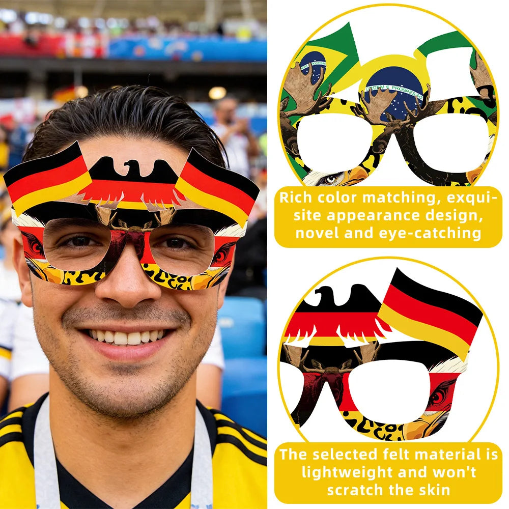 2026 World Football Competition Flag Eyeglass Frames, Soccer Fans Cheering Props for Cheerleading