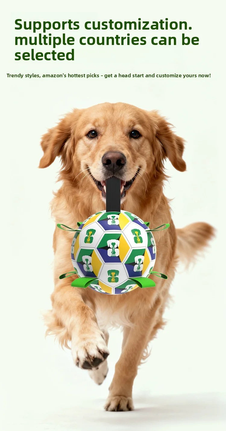 Interactive Chewable Dog Football Toy with Handles Durable Training Soccer Ball Outdoor Water Playing Entertainment Pet Toy