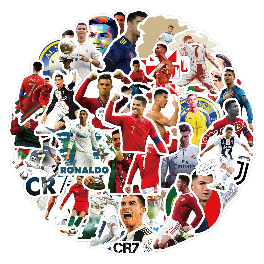 50PCS Football Star Cristiano Ronaldo Stickers Graffiti Stickers DIY Diary Phone Case Handmade Scrapbook Aesthetic Stickers